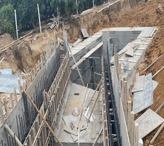 常青泵站二期土建工程穿堤部分，消力池