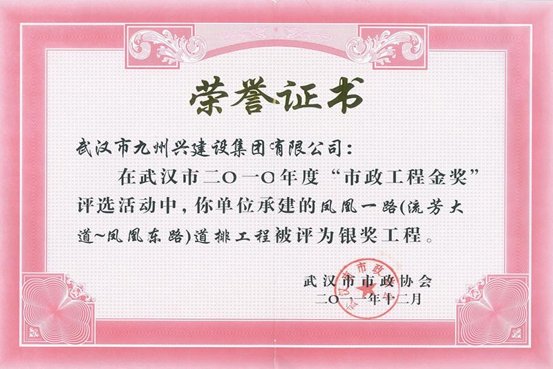 鳳凰一路道排工程“銀獎工程” 鳳凰一路道排工程“銀獎工程”